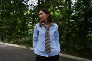 classic shirt irma studio light blue color minimalistic simplicity sustainable upcycled button up timless 